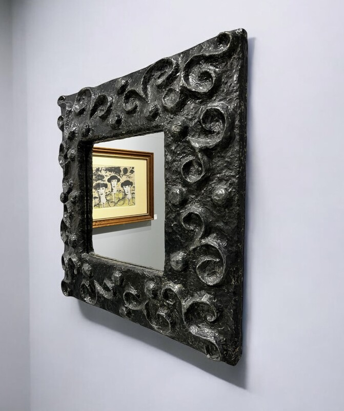 M 915 PL French paper mache mirror, France circa 1990