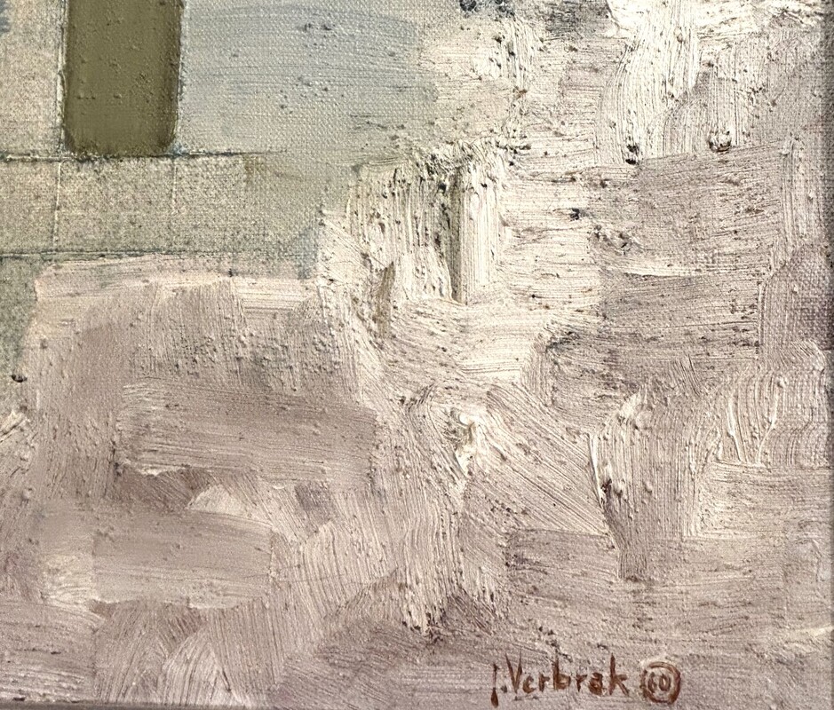 P 297 AS  Jef Verbrak(1924-2007), oil on canvas,abstract period ,signed and dated, new framework 