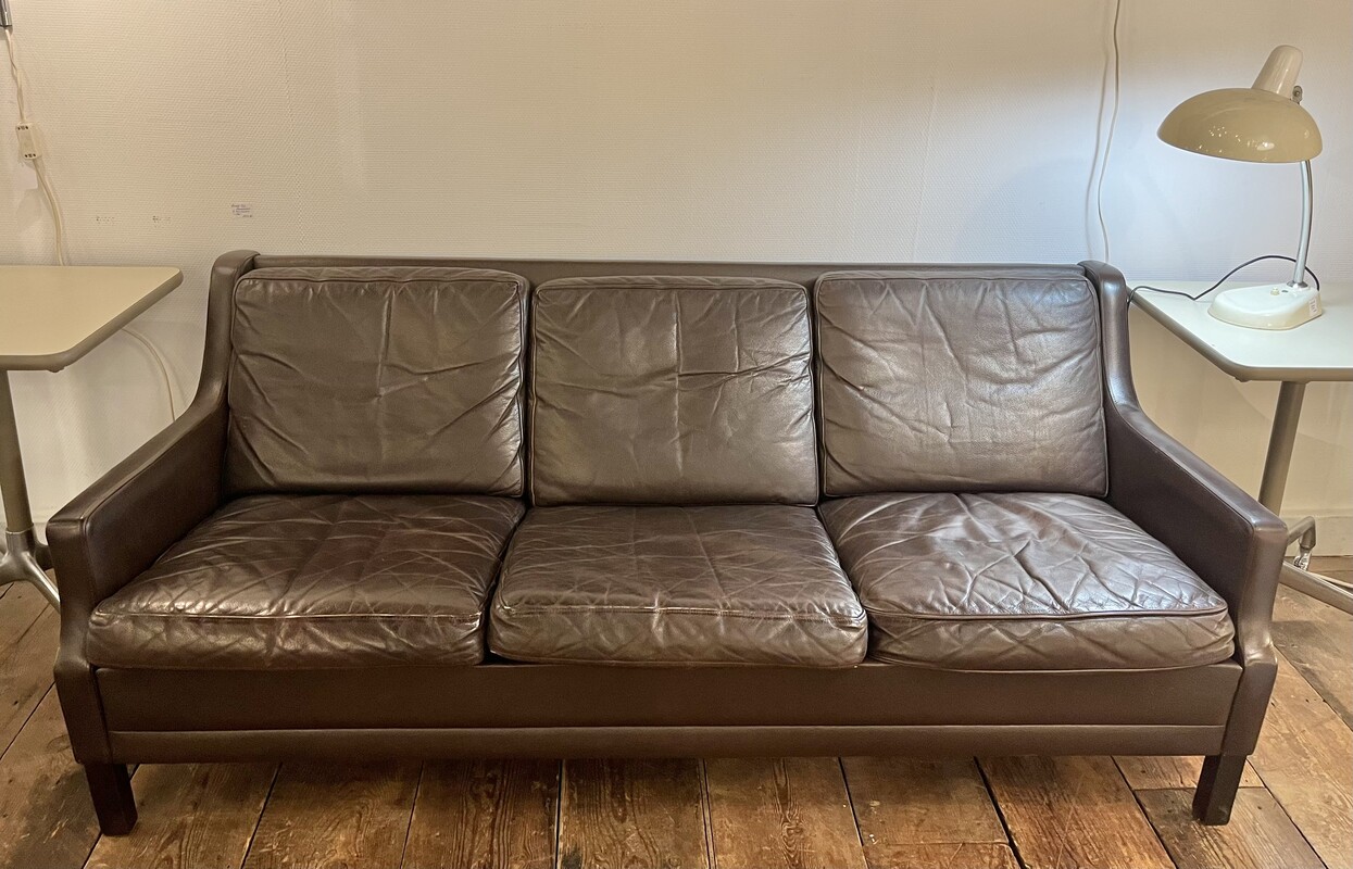 S 202 RP brown leather sofa by B Morgensen, 1960’s