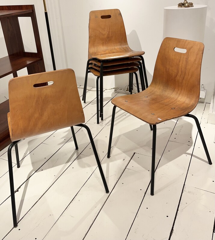 S 203 OB set of 6 plywood chairs, France 1950
