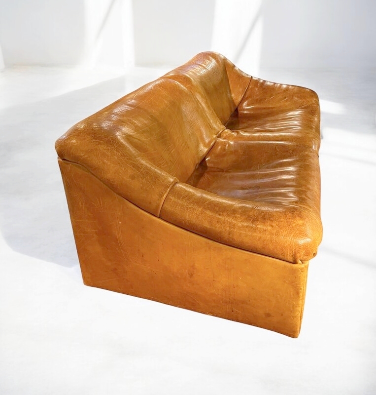 S 224 JC Buffalo leather 2 seater sofa By Desede DS 46, Switserland 1980s