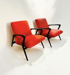 S 228 YD pair of coral armchairs by Alfred Hendrickx m, model s7, 1950’s