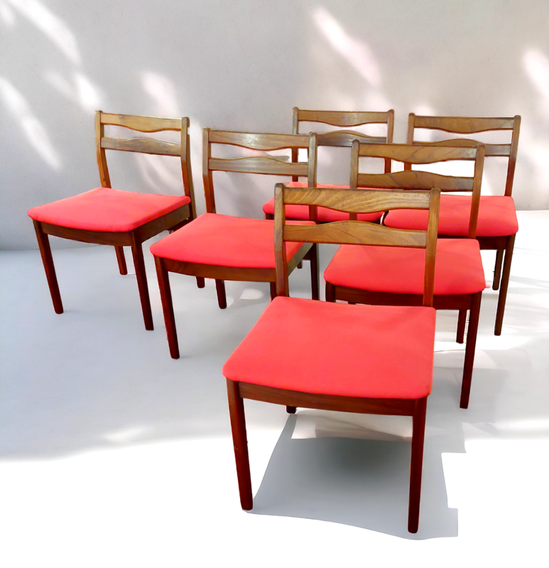 S 229 JC Set 6 teak scandinavian chairs, 1960s