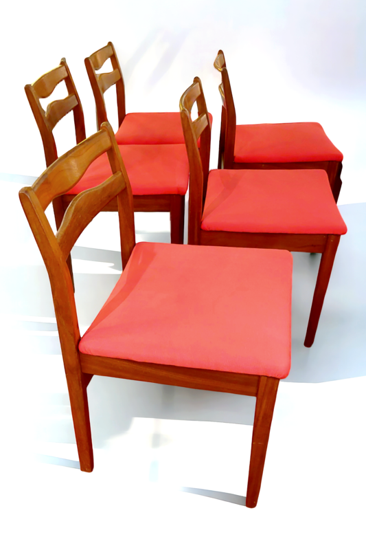 S 229 JC Set 6 teak scandinavian chairs, 1960s