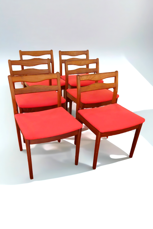 S 229 JC Set 6 teak scandinavian chairs, 1960s