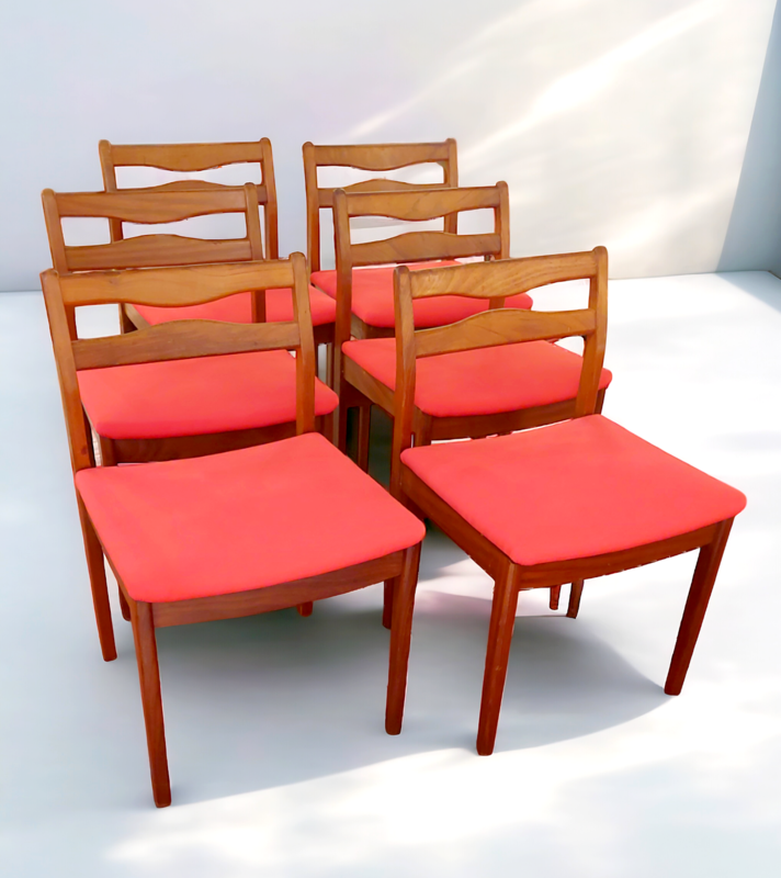 S 229 JC Set 6 teak scandinavian chairs, 1960s