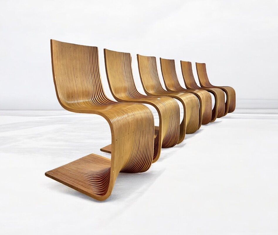 S 258 SR set of 6 Alejandro Estrada bamboo chairs  for Piegatto 