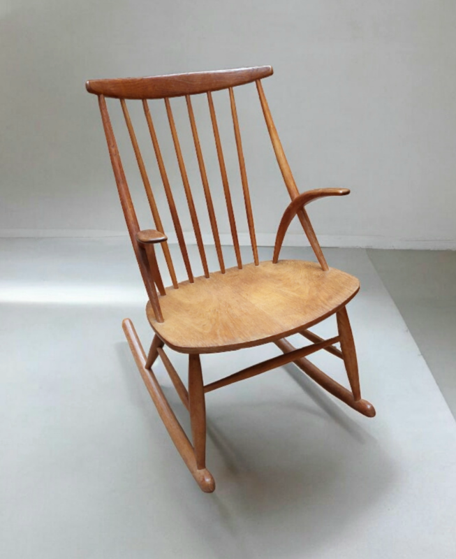 S 273 JC Oak rocking chair by Illum Wikkelso, Denmark 1958