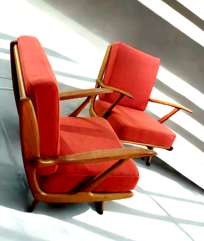 S 281 JC Pair armchairs by B. Sprij Vlaardingen, Holland 1950s