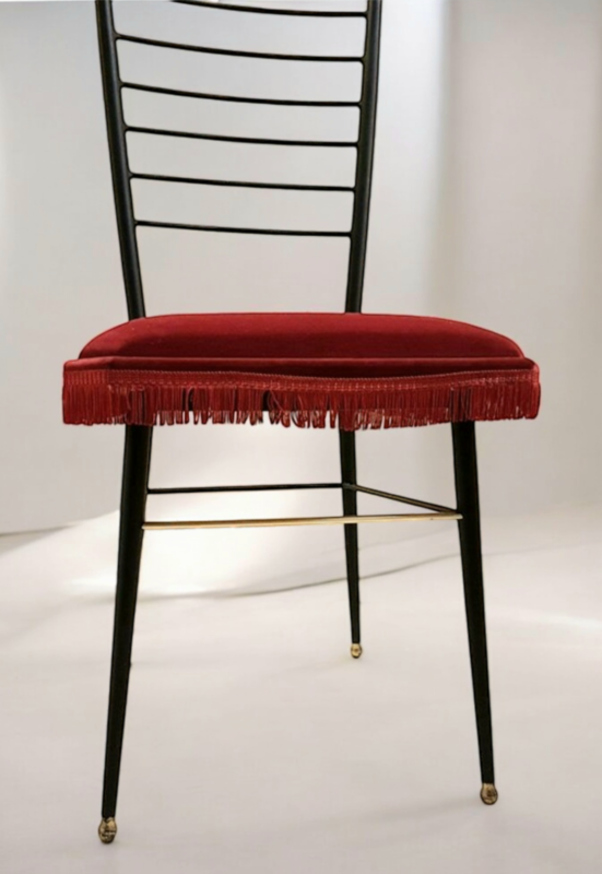 S 282 JC Boudoir neoclassical brass, velvet and metal chair type Chiavari, Italy, 1950s  