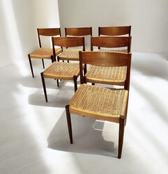 S 285 GOT set of 6 scandinavian chairs, teak and cord, 1960’s