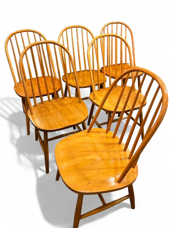 S 298 AS Set of 6 chairs in solid birch, Sweden, Äkerblom Edition, ca 1955