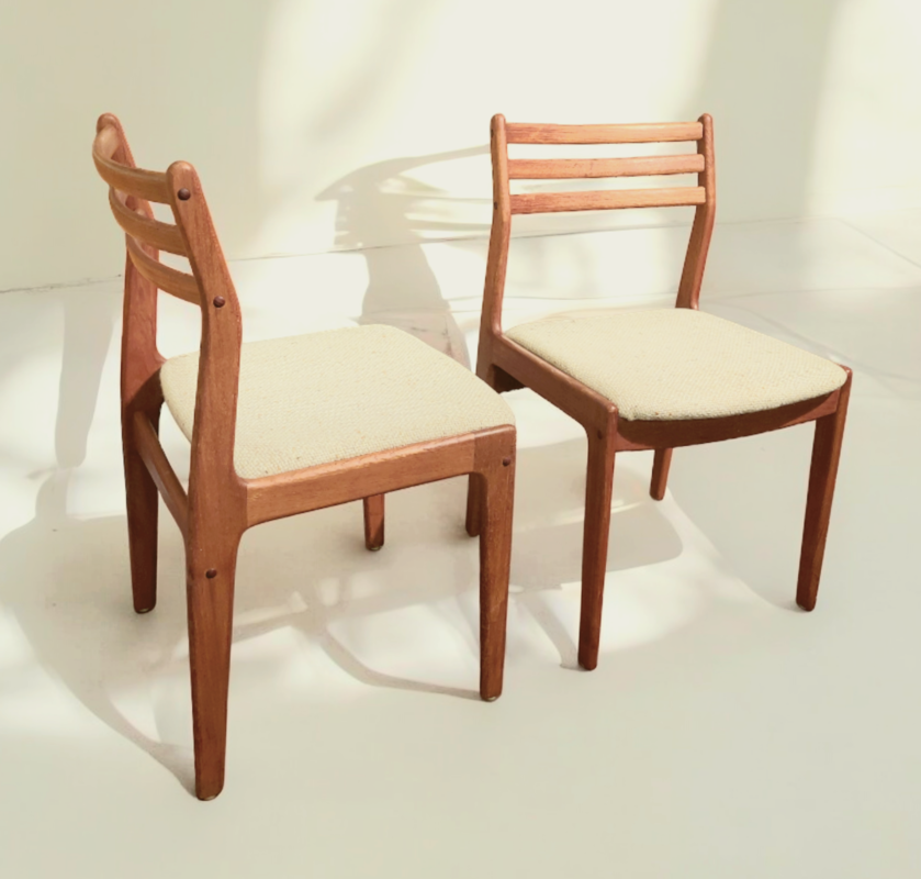 S 301 JC Set 6 teak scandinavian dining chairs, Denmark 1960s