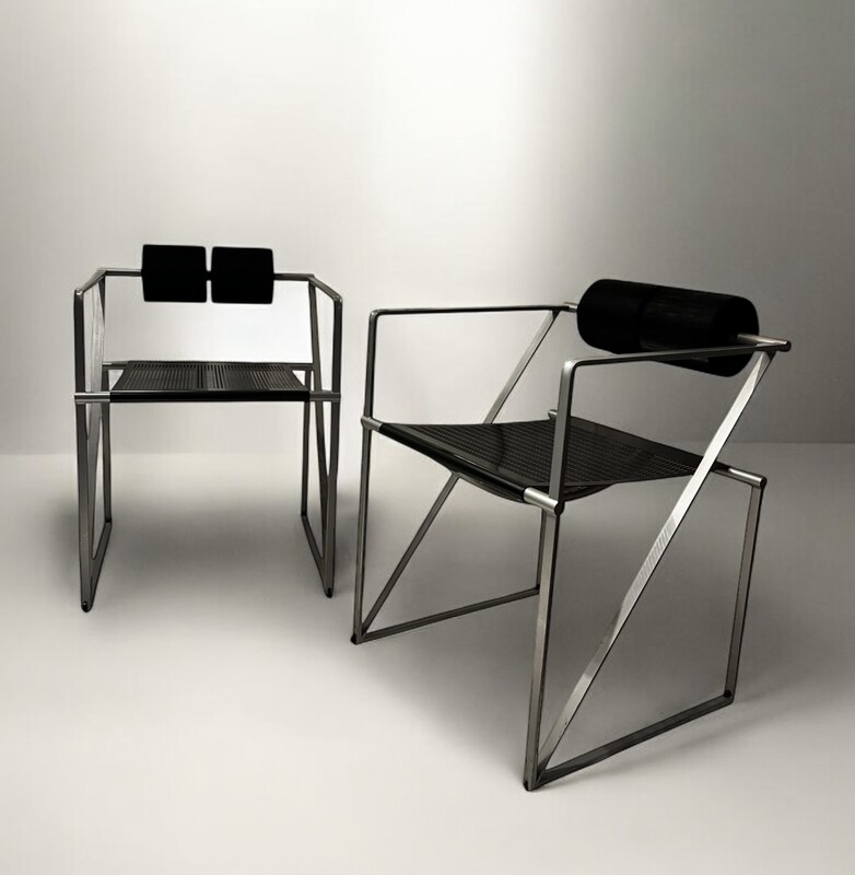 S 304 JB Pair Seconda chairs Mod. 802 Design Mario Botta 1980s Alias, Italy