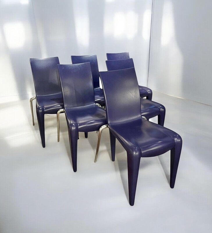 S 309 TH set of 6 blue «  Louis 20 » chairs by Philippe Starck for Vitra 