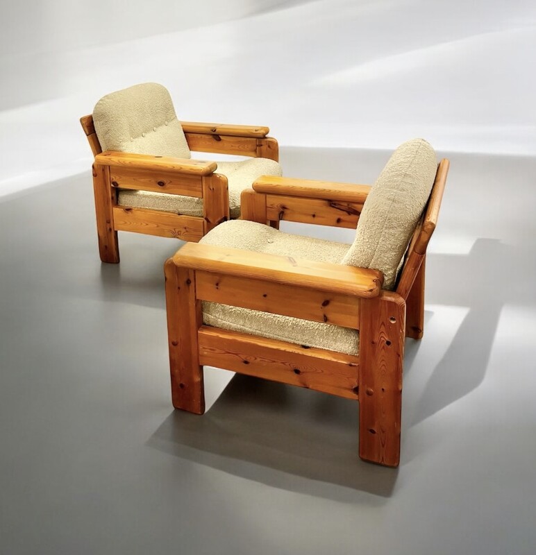 S 316 JD/RC pair of pinewood armchairs, 1970’s