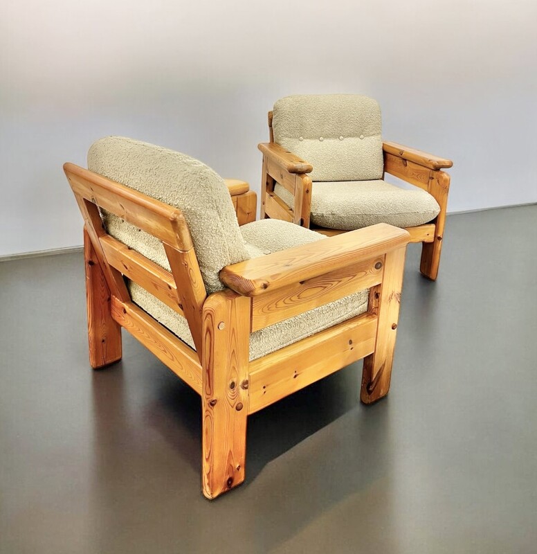 S 316 JD/RC pair of pinewood armchairs, 1970’s