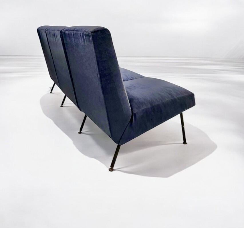 S 318 OB blue velvet sofa, 1950’s