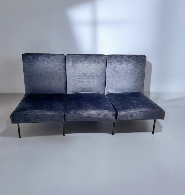 S 318 OB blue velvet sofa, 1950’s