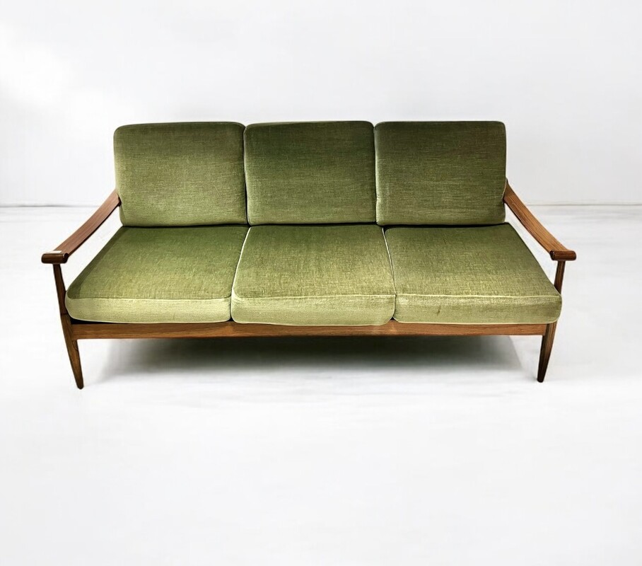 S 319 SR  green velve and rosewood sofa, 1960’s